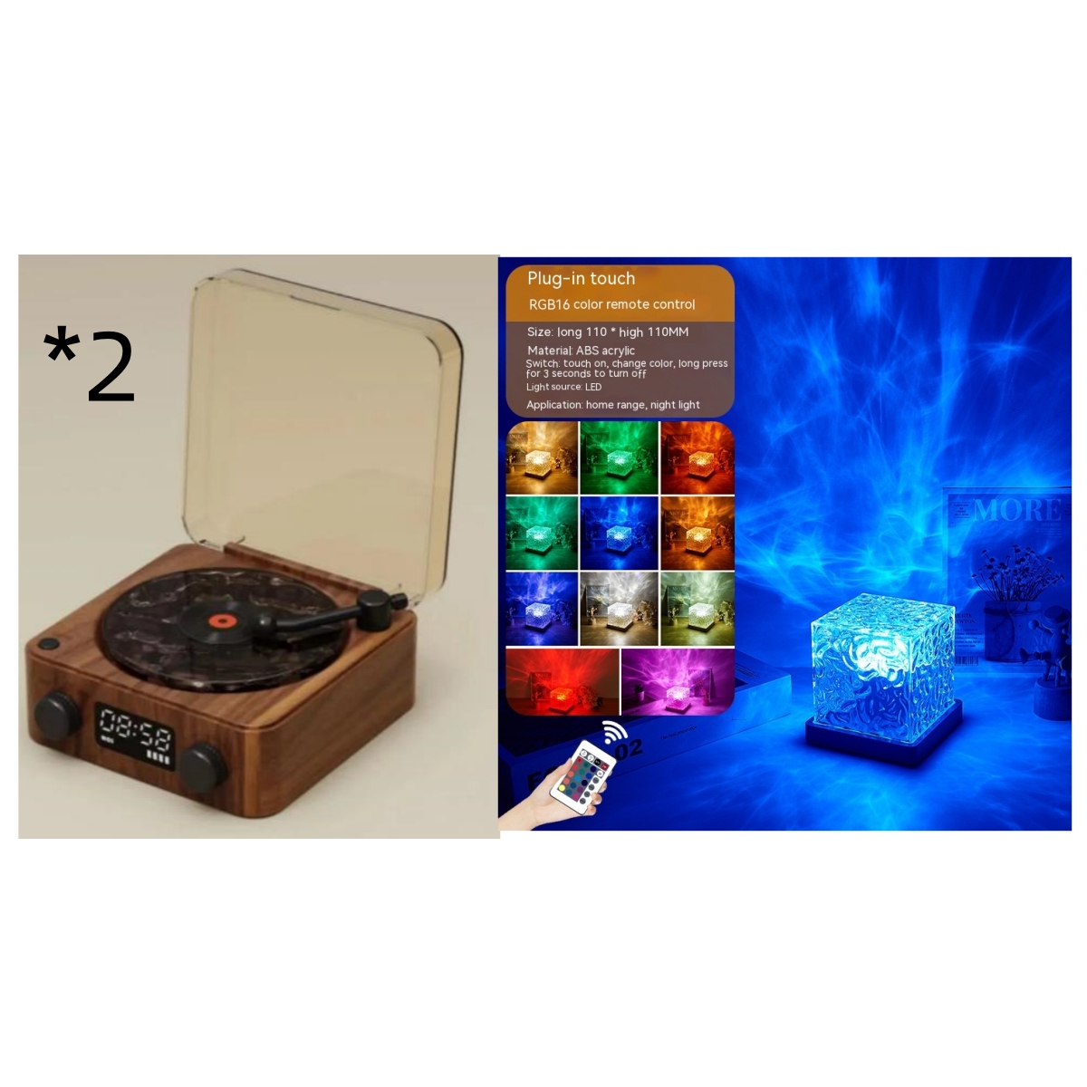 Enceinte Bluetooth rétro style tourne-disque, bleue – Image 2