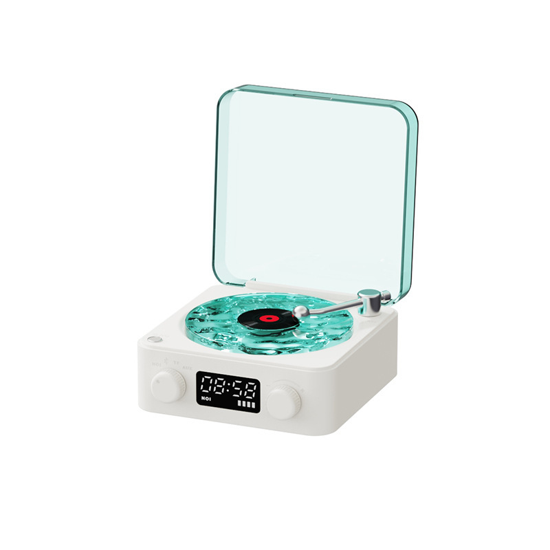 Enceinte Bluetooth rétro style tourne-disque, bleue