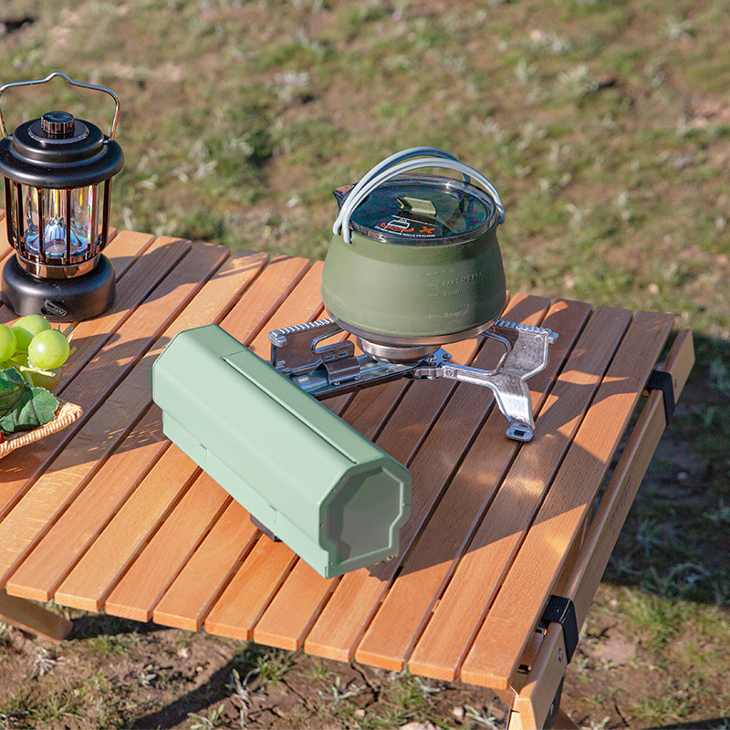 Réchaud à gaz de camping pliable avec housse, blanc – Image 2