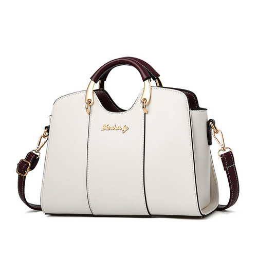 Women's faux leather handbag with zip, white