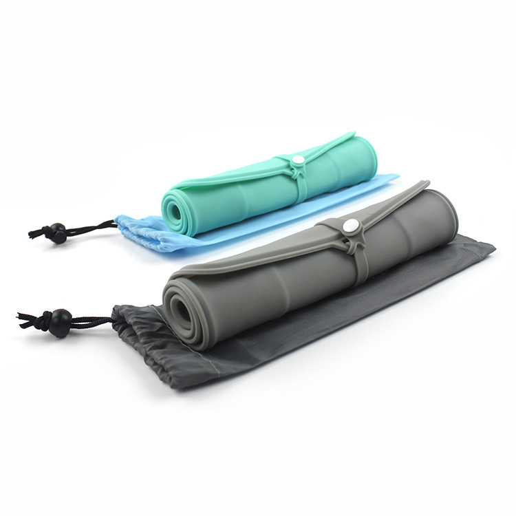 Comedouro duplo dobrável de silicone, verde menta - Image 2