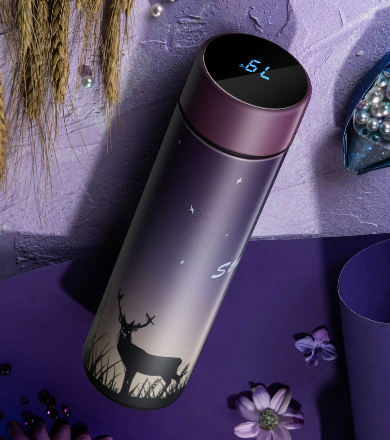 Insulated bottle with temperature display, gold - Image 2