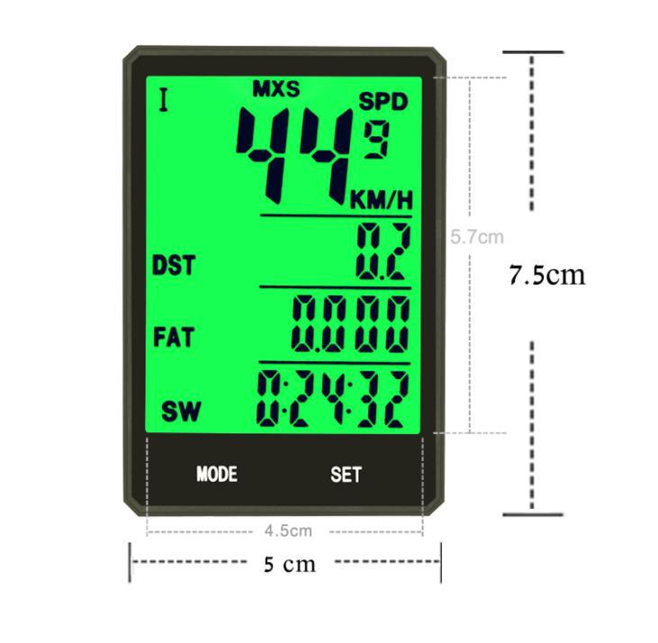 Compteur de vélo avec odomètre et chronomètre, noir – Image 2