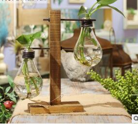 Support en bois avec petit vase en verre pour boutures – Image 2