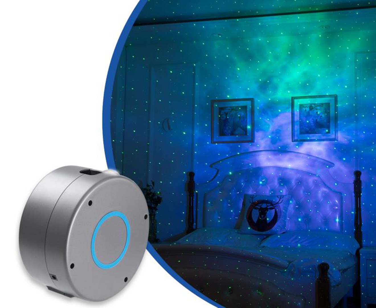 Draaiende sterrenhemelprojector met afstandsbediening, grijs