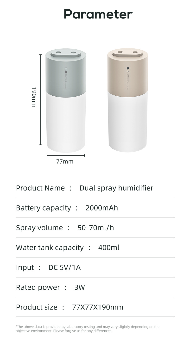 Humidificador com bateria e luz, branco - Image 2