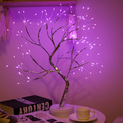 Lámpara árbol decorativa de hilo de cobre con perlas - Imagen 2