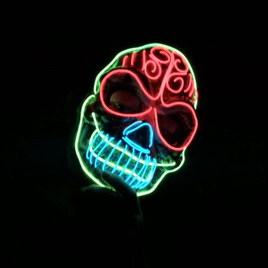 Leuchtende Totenkopfmaske in drei Farben – Bild 2