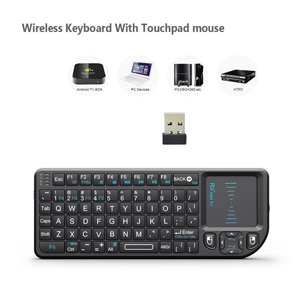 Wireless mini keyboard with trackpad, black