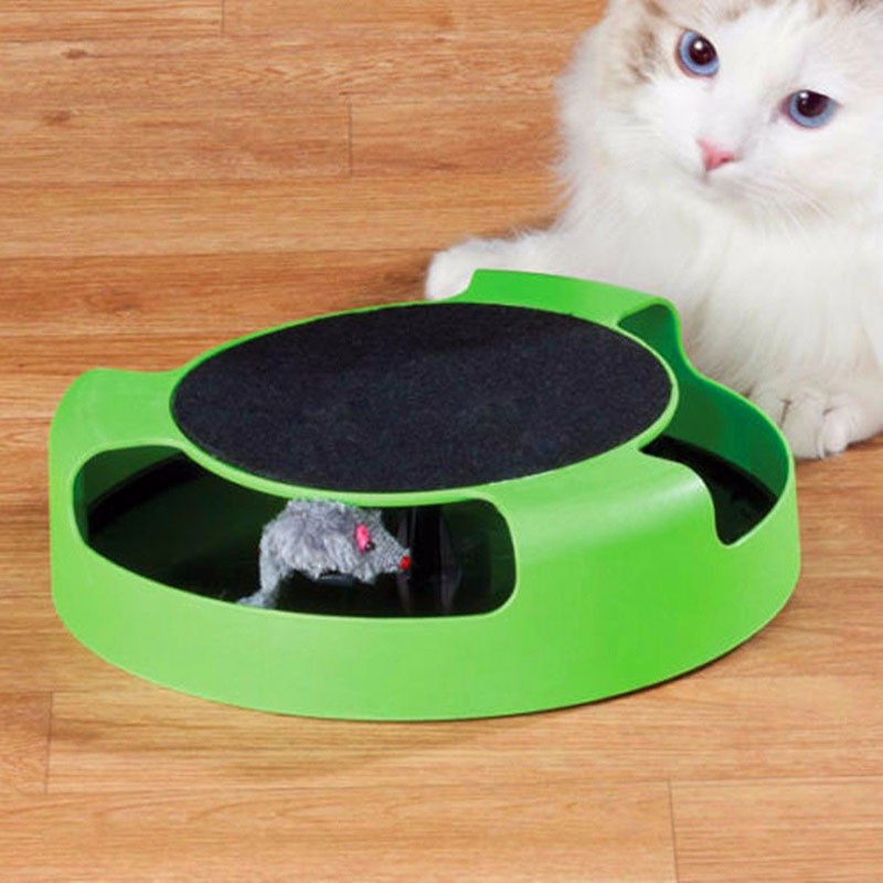 Spinning cat toy with scratch pad, green - Image 4