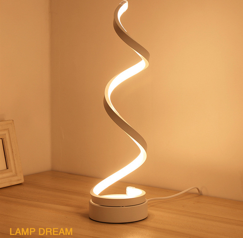 Lampe de table LED courbée avec télécommande, dorée