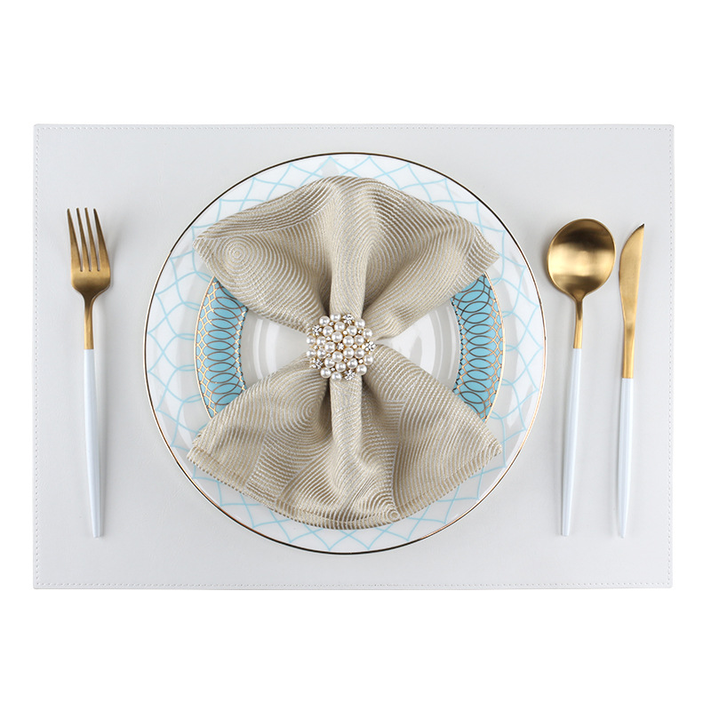 Mantel individual con motivo retro, blanco