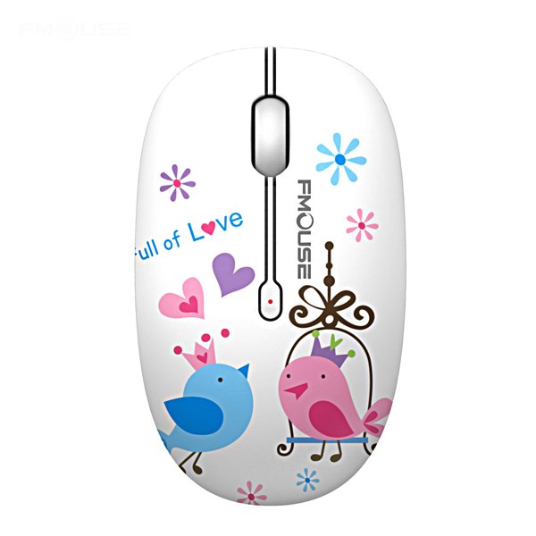 Silent wireless mouse with bird print