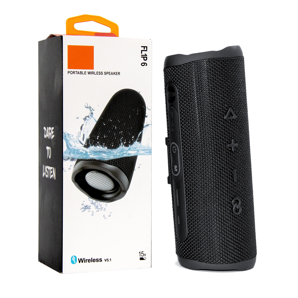 Enceinte Bluetooth portable à deux haut-parleurs, noire