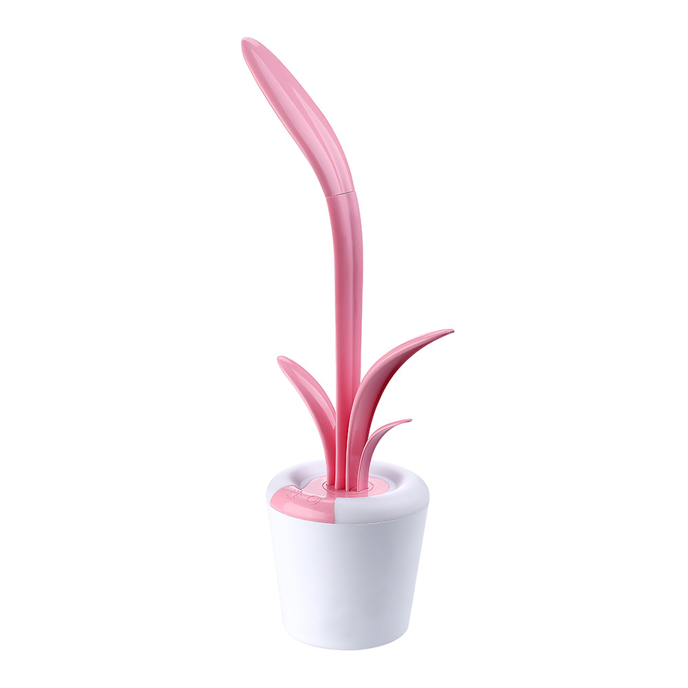 Lampe de bureau rechargeable en forme de plante, rose