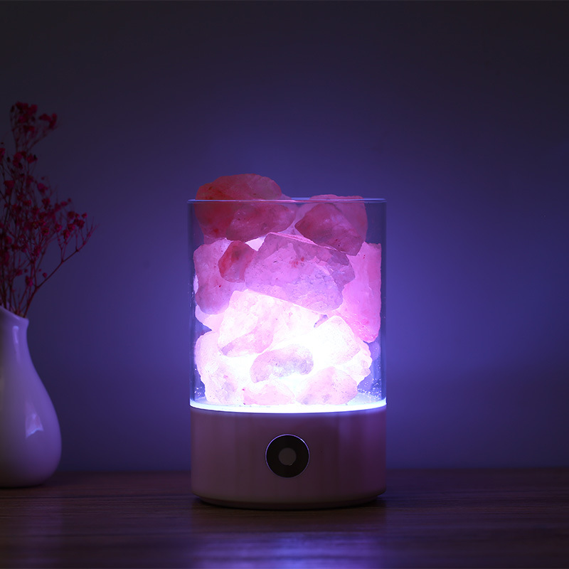 Lampe en cristal de sel USB, socle carré noir – Image 2