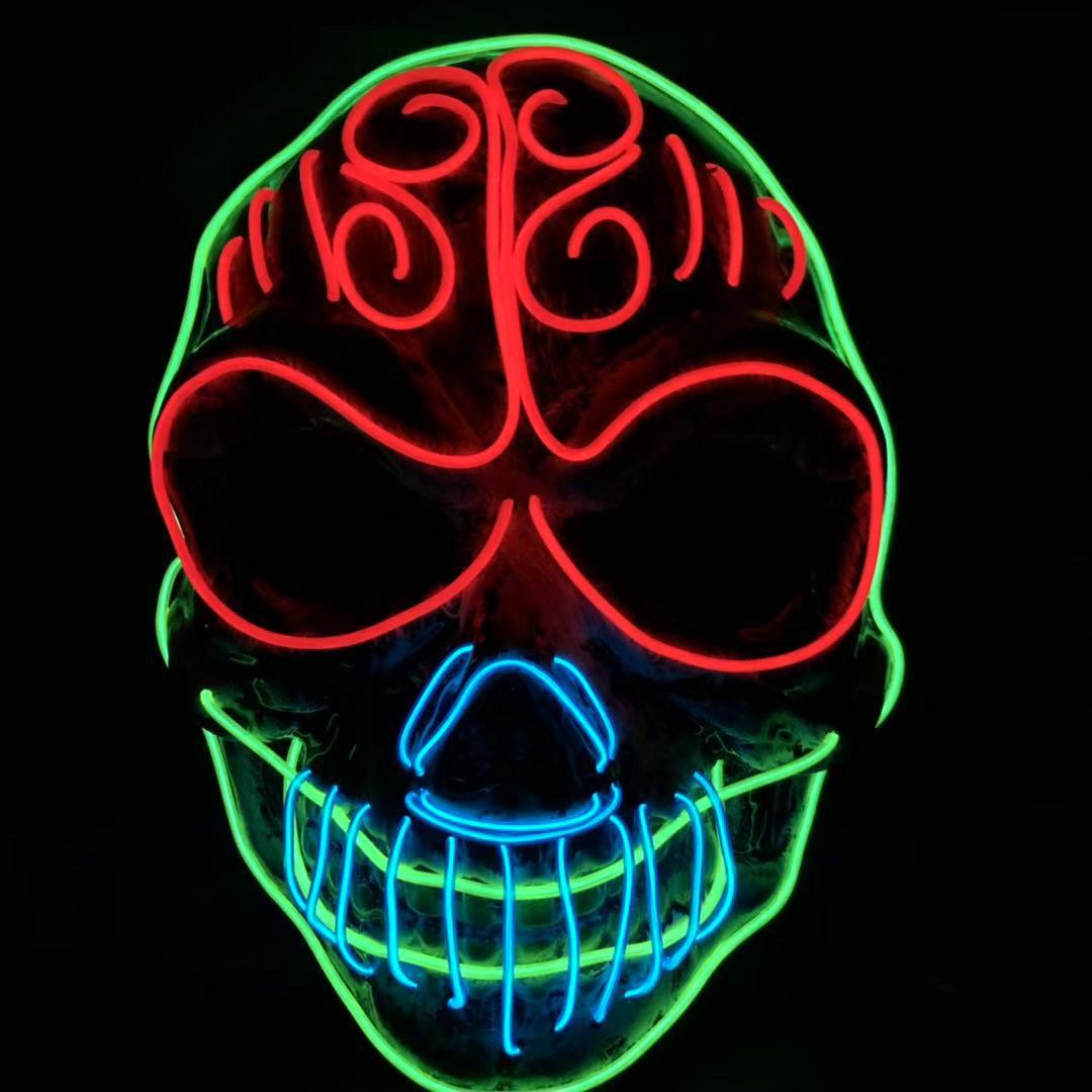 Leuchtende Totenkopfmaske in drei Farben – Bild 3