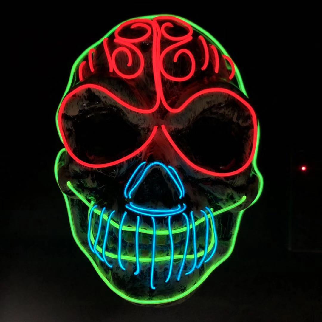Leuchtende Totenkopfmaske in drei Farben – Bild 4