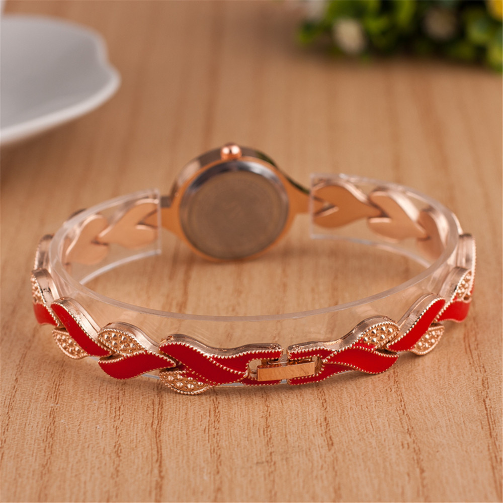 Relógio pulseira com folhas, vermelho - Image 3