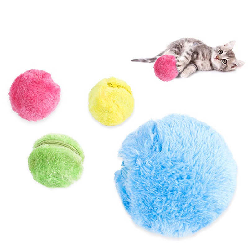 Balle roulante électrique en peluche pour chats et chiens