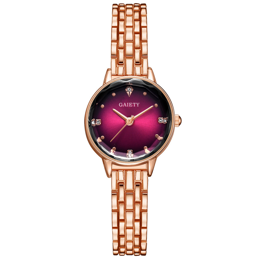 Women's watch with metal strap, red