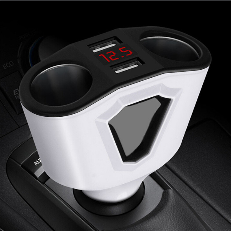 Cargador de coche con dos USB y pantalla LCD