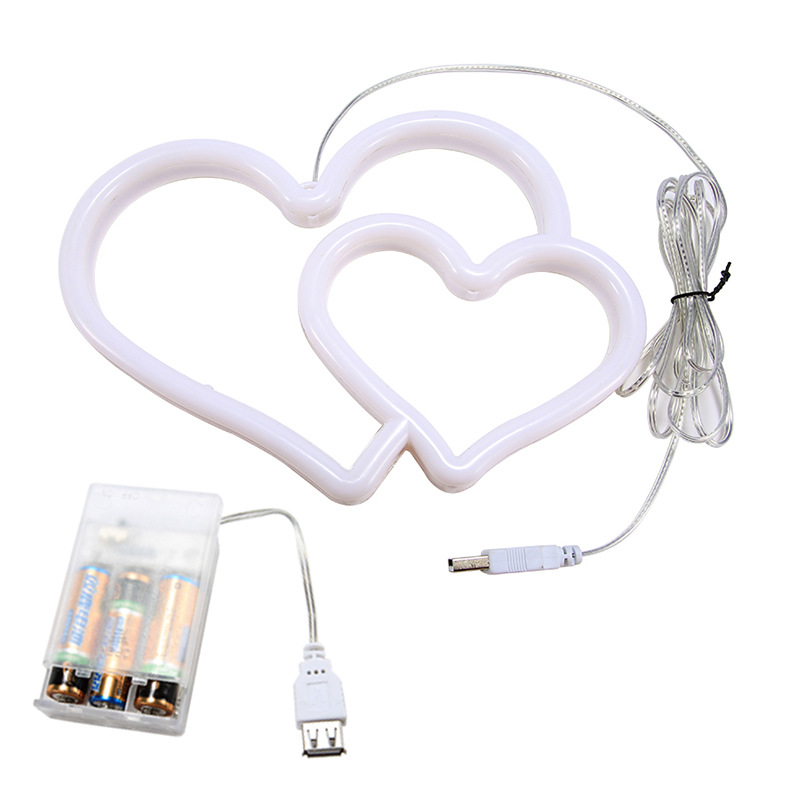 LED-Neonlicht mit zwei Herzen, warmweiß – Bild 2