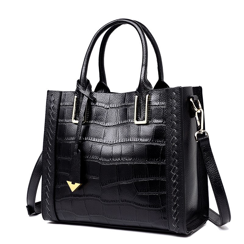 Bolso de piel con grabado de cocodrilo, rojo - Imagen 4