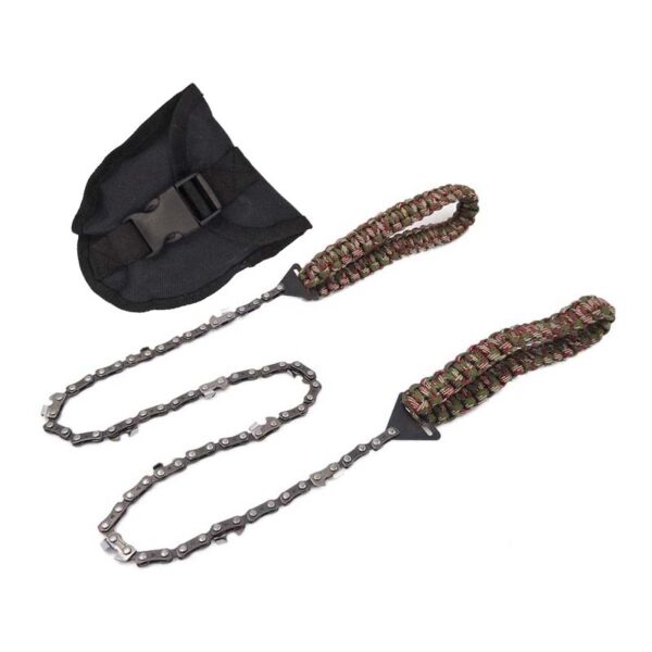 Pocket chain saw with paracord handles