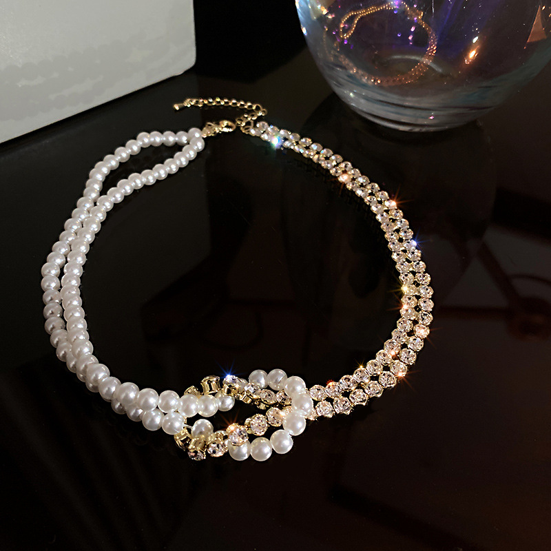 Choker mit Perlen und Steinen, goldfarben – Bild 3