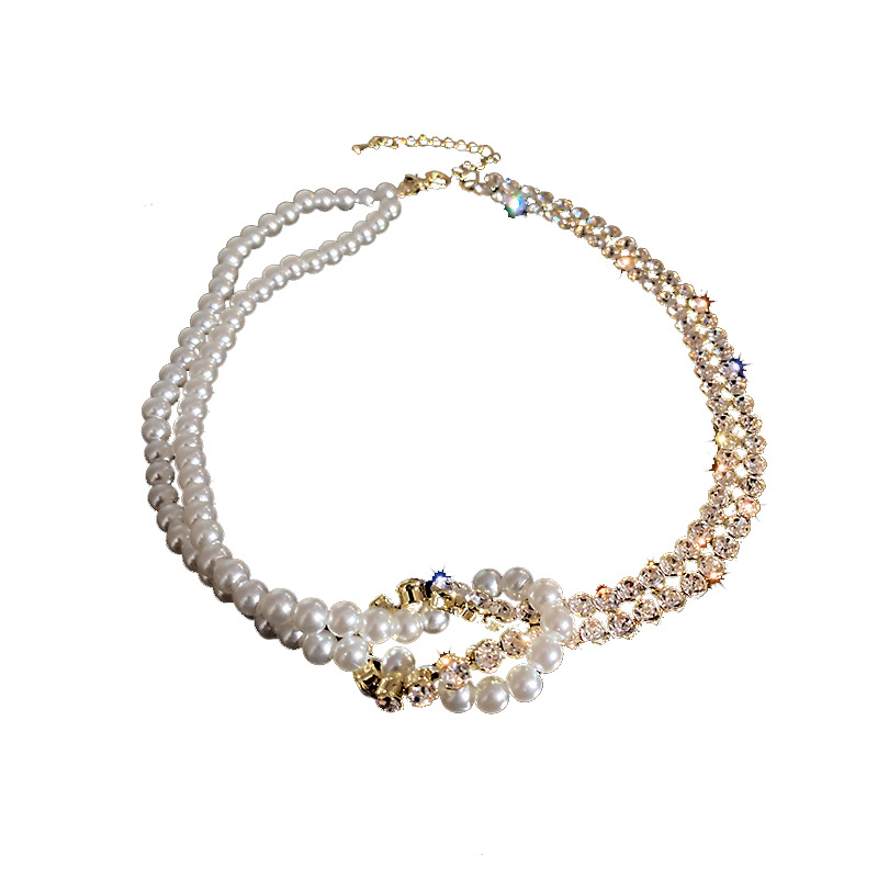 Choker mit Perlen und Steinen, goldfarben