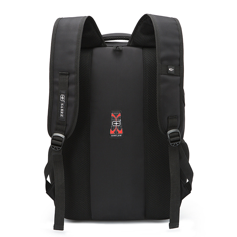 Laptop-Rucksack aus Nylon für Arbeit und Reise, schwarz – Bild 4