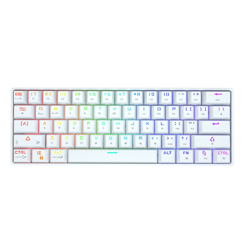 Wireless mechanical keyboard with PBT keycaps, white