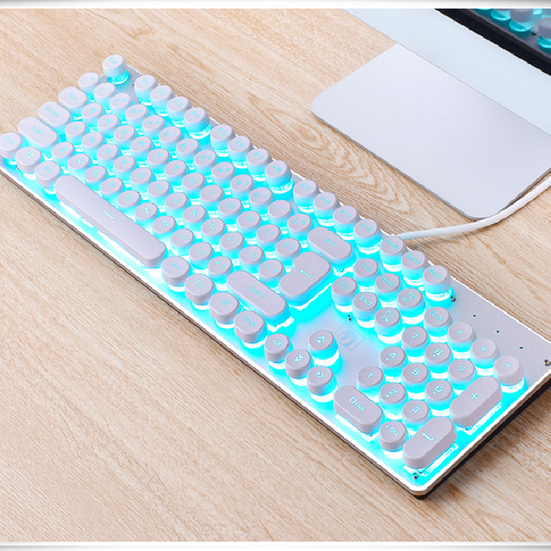 Teclado gaming retro com teclas redondas iluminadas - Image 4