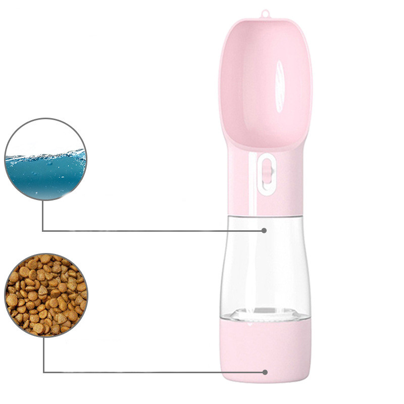 Botella de agua para perros de paseo, rosa