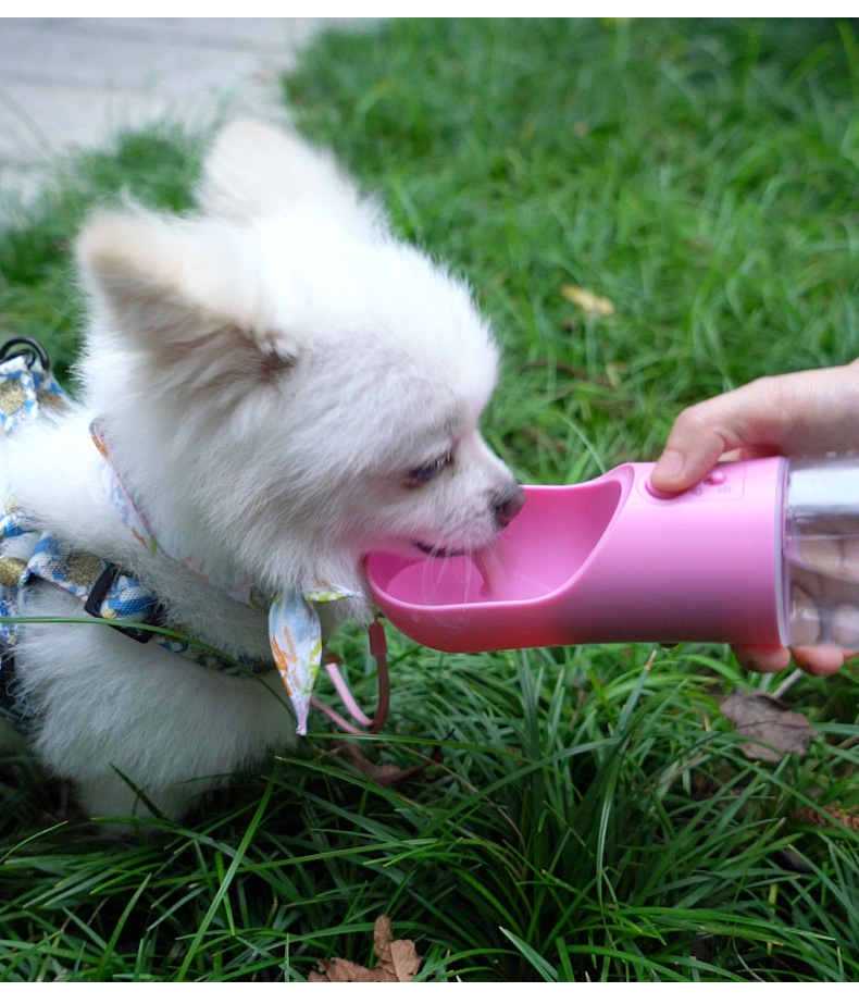 Botella de agua para perros de paseo, rosa - Imagen 3
