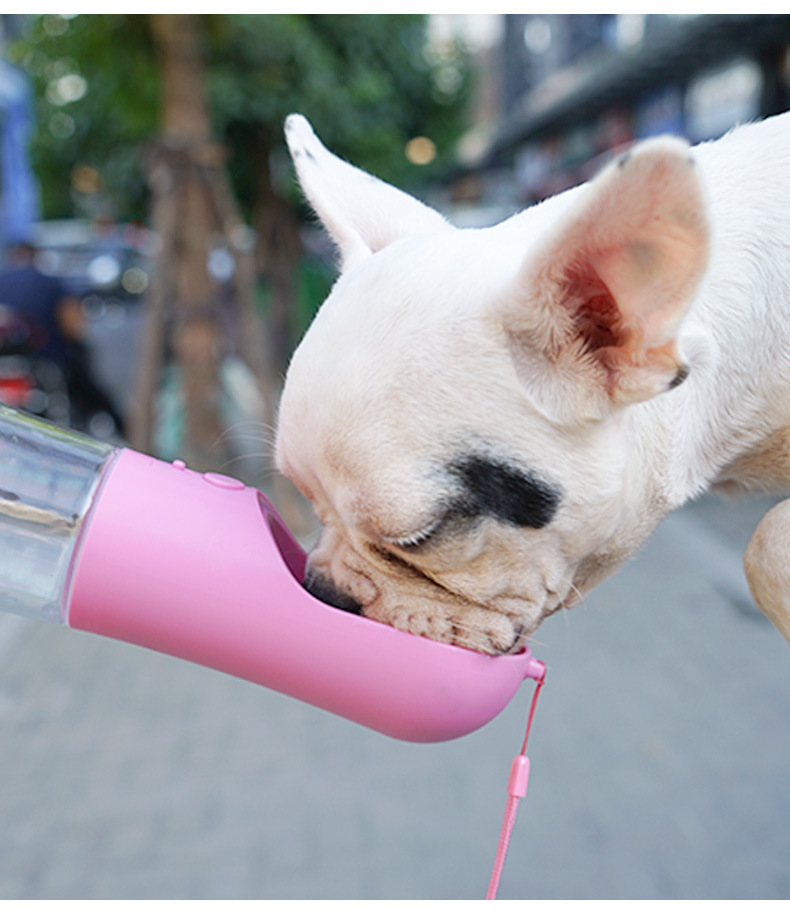 Botella de agua para perros de paseo, rosa - Imagen 4