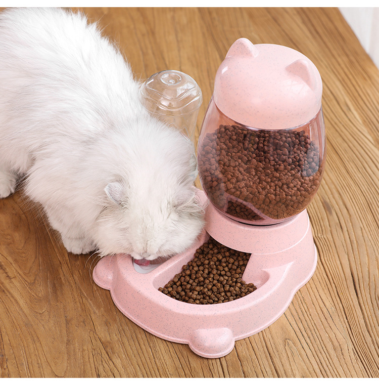 Estação de ração e água para gatos e cães, rosa - Image 4
