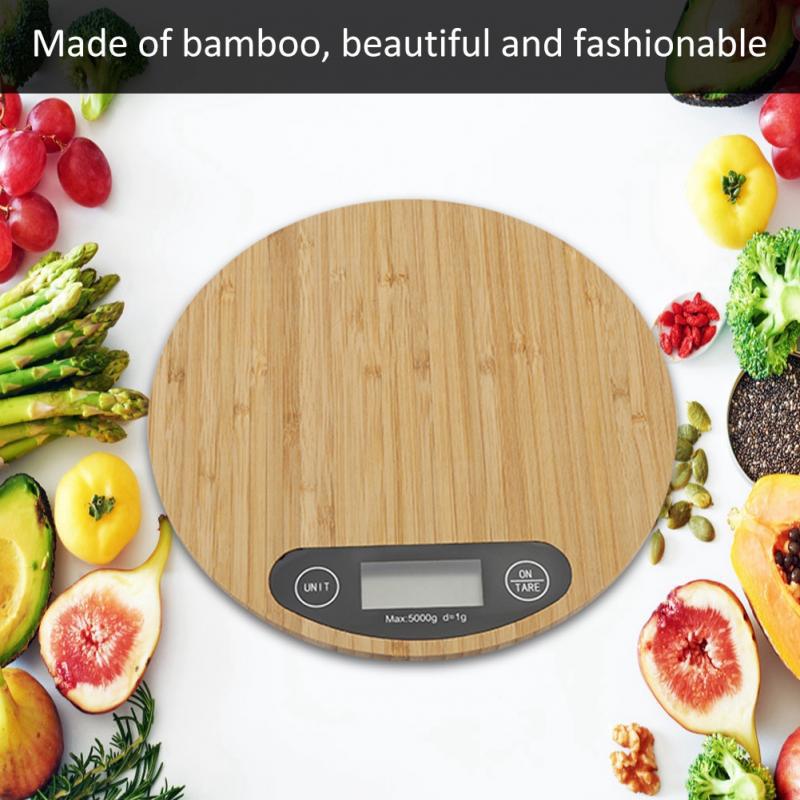 Báscula de cocina digital con plataforma de bambú - Imagen 5
