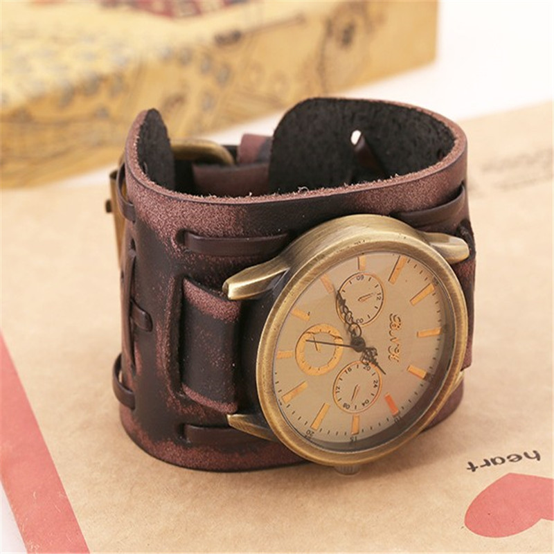 Retro herenhorloge met zwarte band - Afbeelding 5