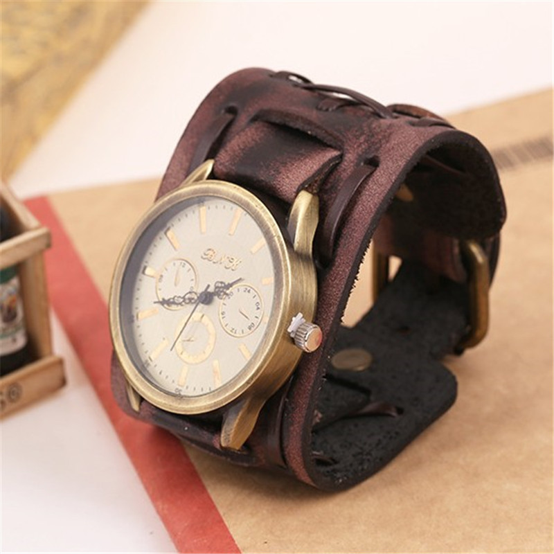 Retro herenhorloge met zwarte band - Afbeelding 6
