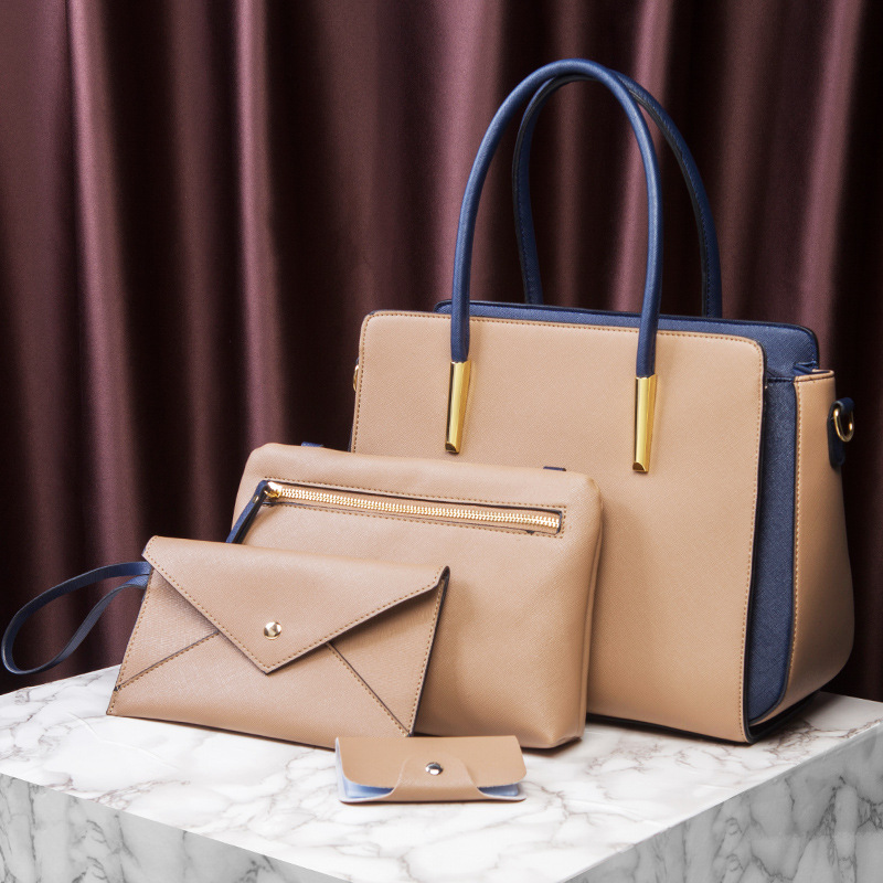 Große Handtasche mit kleiner Tasche, dunkelblau – Bild 4