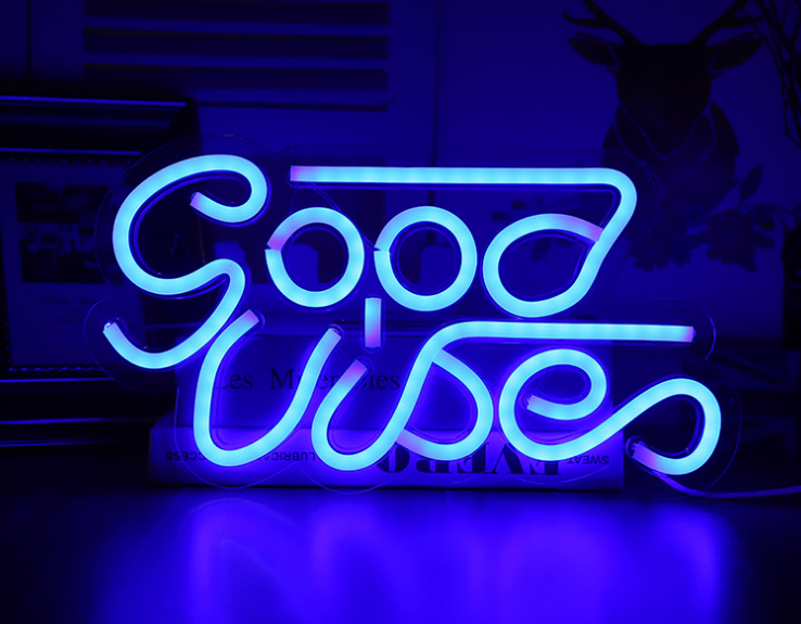 Neon light on a clear acrylic wall panel