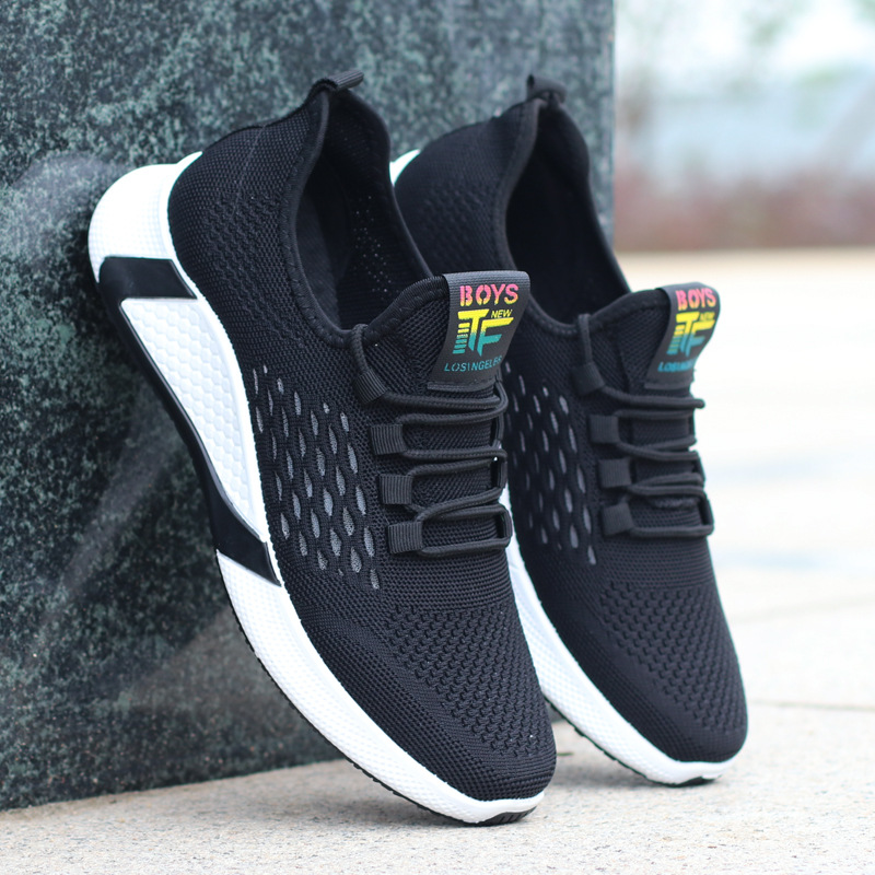 Zapatillas transpirables con cordones, negras - Imagen 2