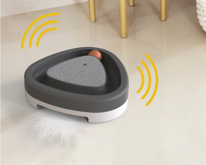 Electric turntable cat toy with feather, blue - Image 3