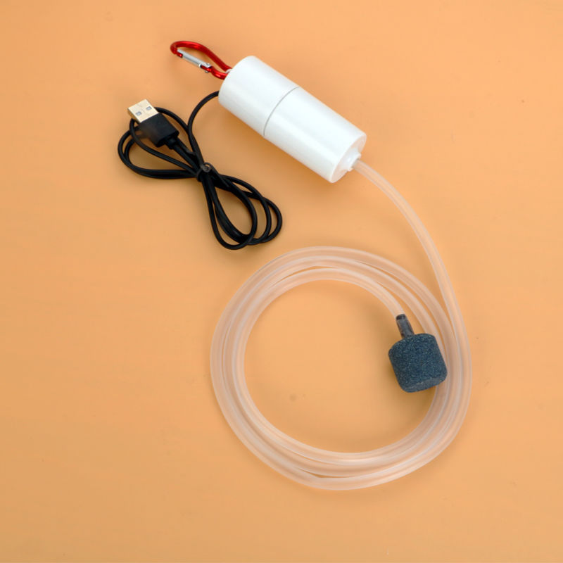 Bomba de aire USB silenciosa para acuario, negra - Imagen 2