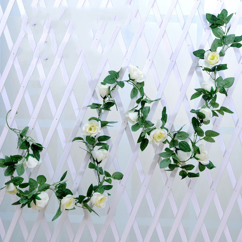 Girlande mit künstlichen Rosen, weiß – Bild 2