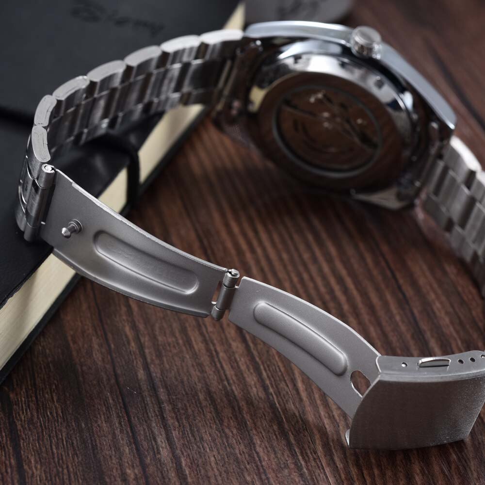 Relógio automático de homem com bracelete de aço, branco - Image 3