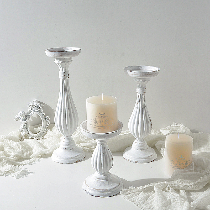 Wooden candle holder, white - Image 2