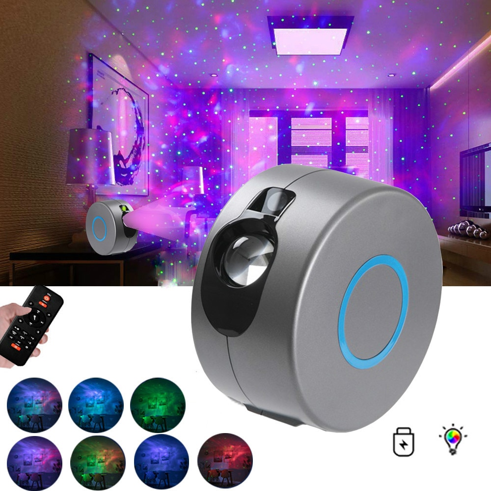 Draaiende sterrenhemelprojector met afstandsbediening, grijs - Afbeelding 4